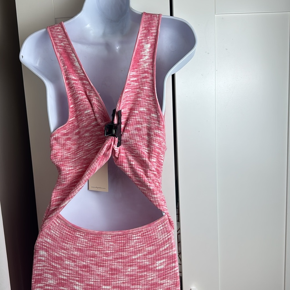 NWT Bundle Pink Rina Long Tank Knit Dress Sexy Open Twist Back - Picture 7 of 12